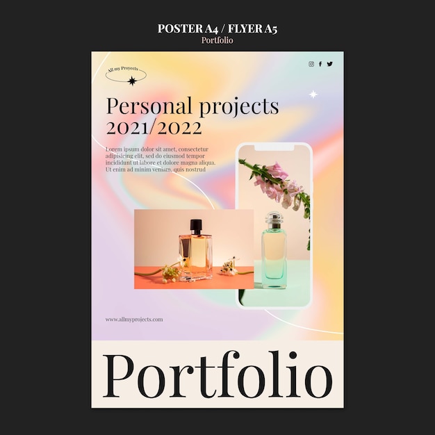 Futuristic personal portfolio poster template