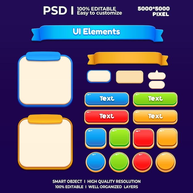 PSD game ui kit 2d game ui user interface casual game ui ui kit ui art cartoon game ui cool ui