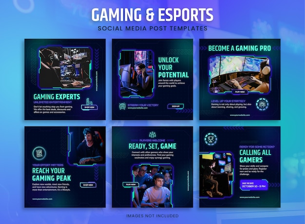 Gaming and Esports Post Templates Social Media Banners for Instagram and Facebook