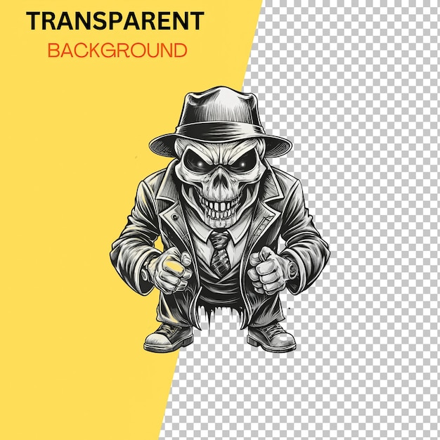 PSD gangster skull boss transparent background