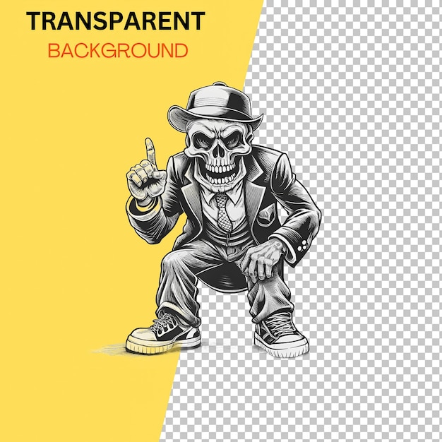 PSD gangster skull boss transparent background