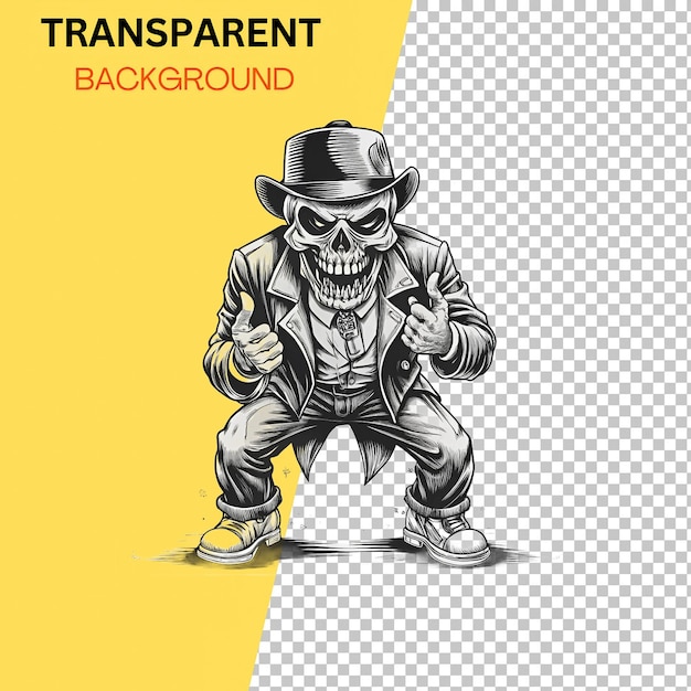 PSD gangster skull boss transparent background