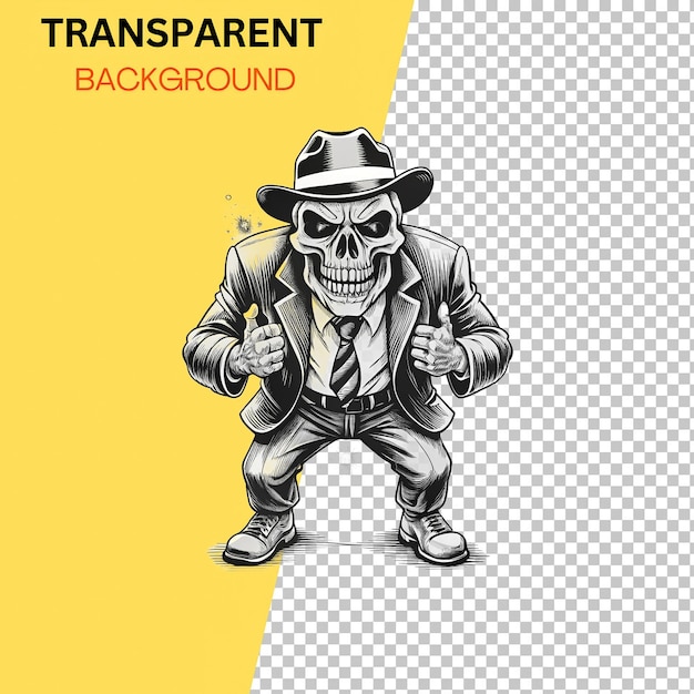 PSD gangster skull boss transparent background