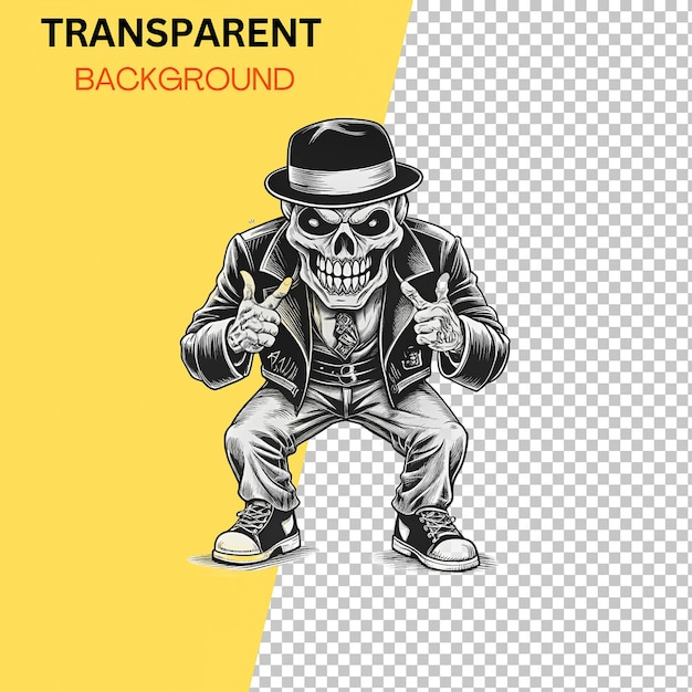 PSD gangster skull man transparent background