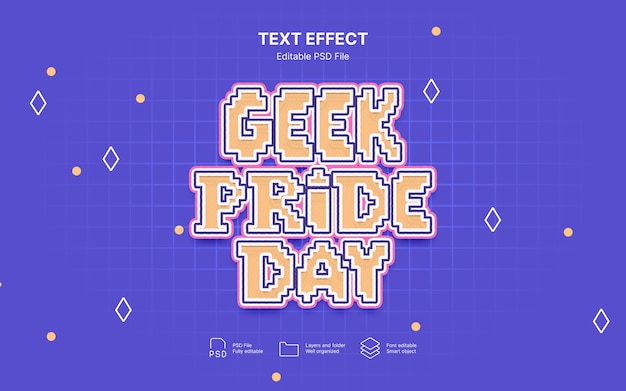 PSD geek pride day text effect