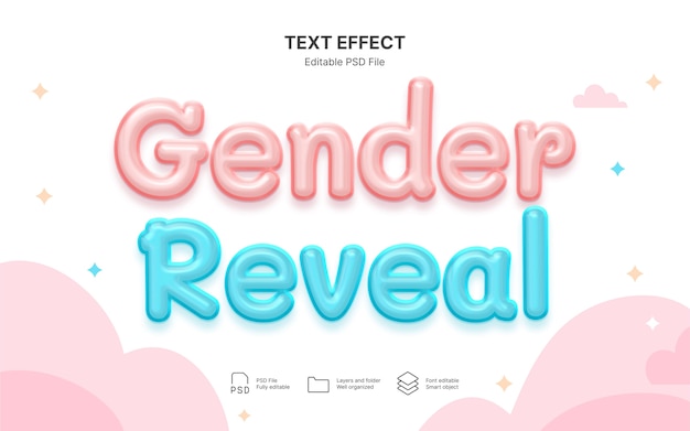 PSD gender reveal text effect