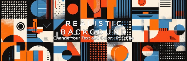 PSD geometric abstract art in orange blue and black