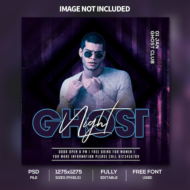 Ghost Music Night Party Flyer