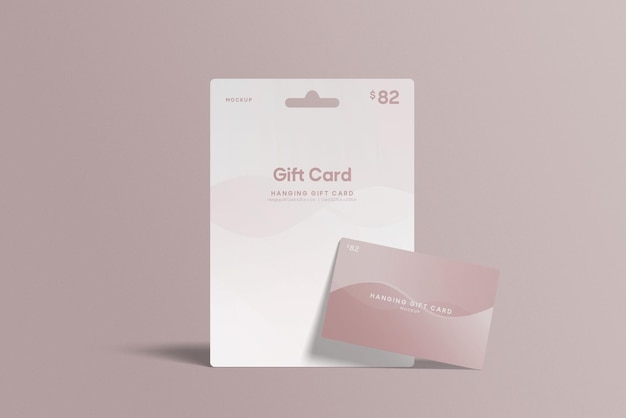 Gift card with hanging gift card mockup