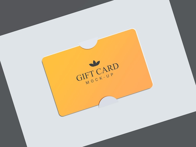 gift card with paper brackets mockup design 