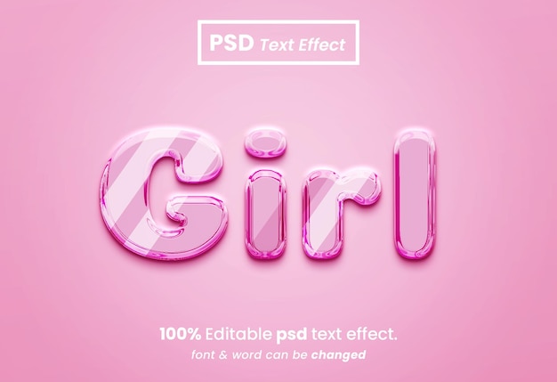 Girl Liquid 3D Text Effect Glossy Text effect