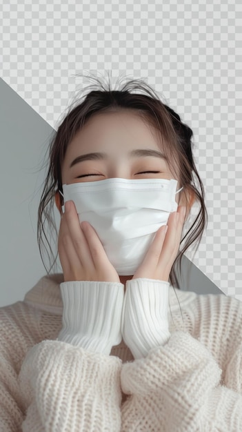 PSD a girl wearing a face mask with the word i love on it