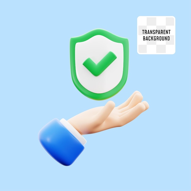 PSD give hand with checklist shield for healthy insurance symbol medical hospital 3d icon illustration render design