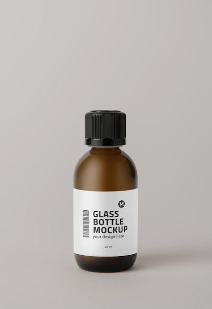 Glass bottle with tag mockup