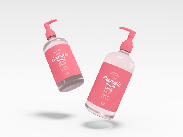 Glass Cosmetic Pump Bottle Packaging Mockup