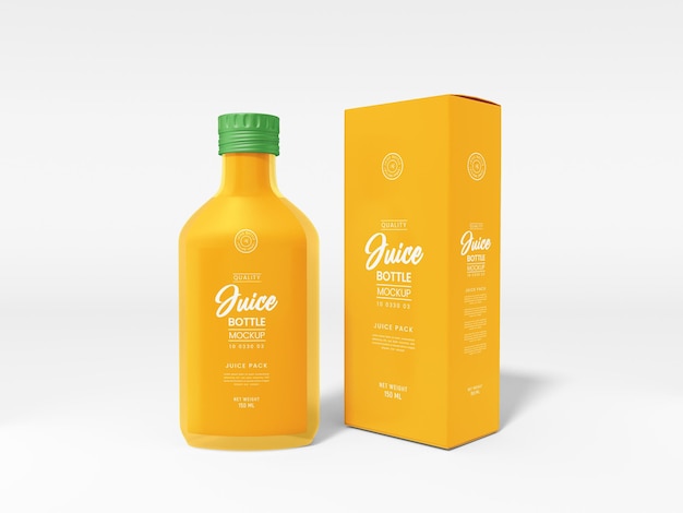 Glass Juice Bottle with Metal Cap Packaging Mockup