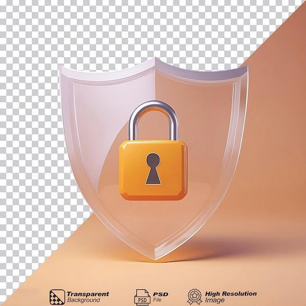 PSD glass lock shield icon isolated on transparent background