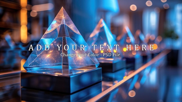 PSD glass pyramid awards illuminated