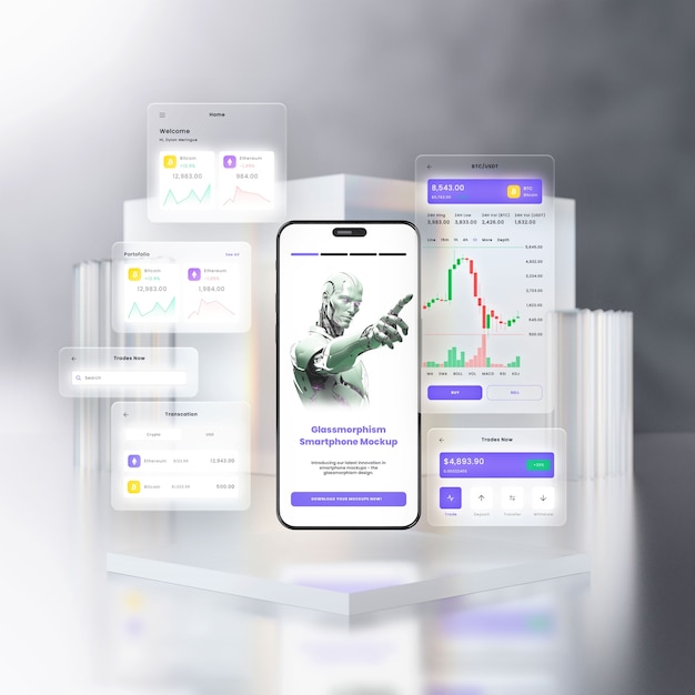 Glassmorphism smartphone mockup design