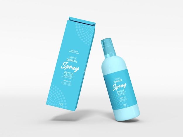 Glossy Cosmetic Spray Bottle Packaging Mockup