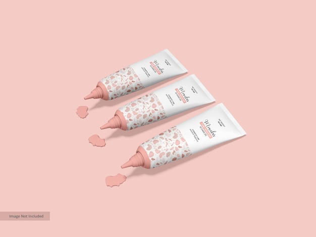 Glossy Plastic Cosmetic Tube Bottle Branding Mockup