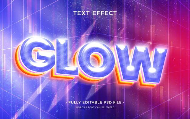 PSD glow retro 3d editable psd text effect modern style