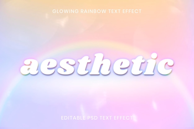 PSD glowing rainbow text effect psd editable template