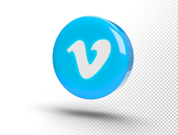 Glowing Vimeo logo on a realistic 3D circle