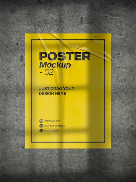 Glued Paper Mockup For Poster Design PSD Template 02