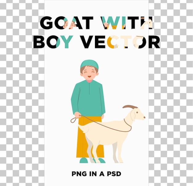 PSD goat with boy vector png w wersji psd