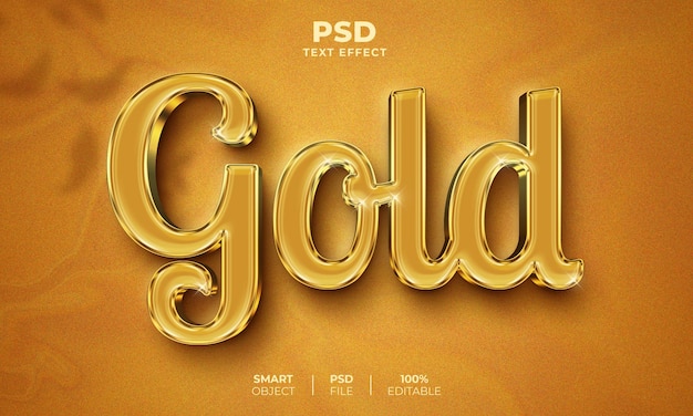 Gold 3D editable text effect