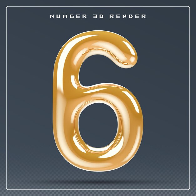 PSD gold 3d number 6