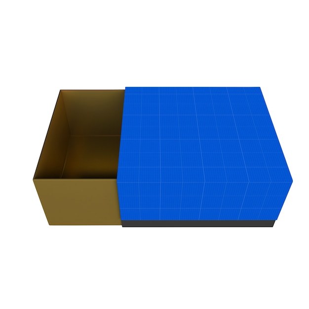 Gold and blue Gift Box Mockup