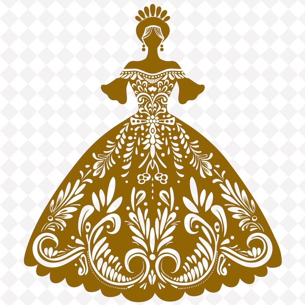 PSD gold dress with a crown on the top