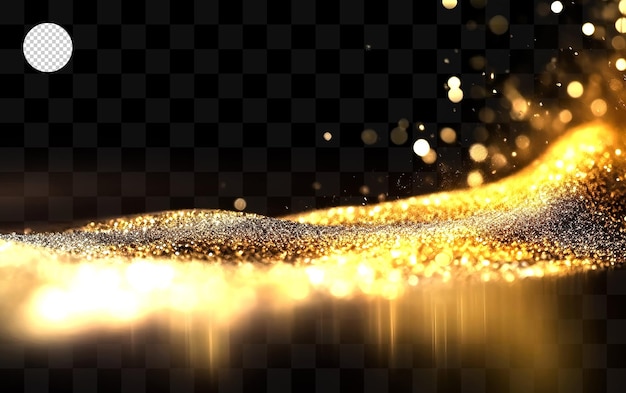 PSD gold dust and glitter on a transparent background