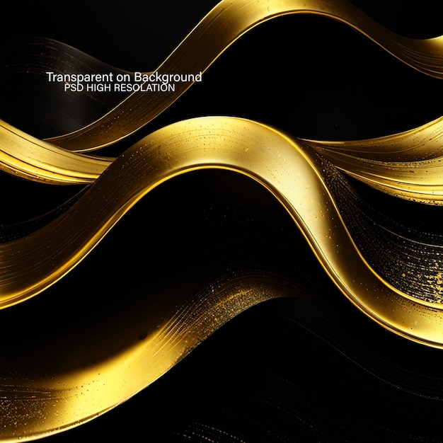 PSD gold lines on a black background with a gold effect on transparent background