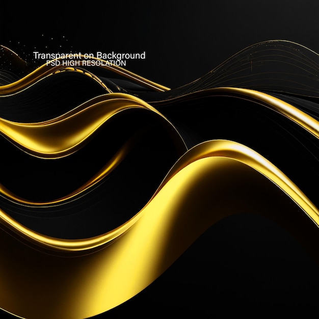 PSD gold lines on a black background with a gold effect on transparent background