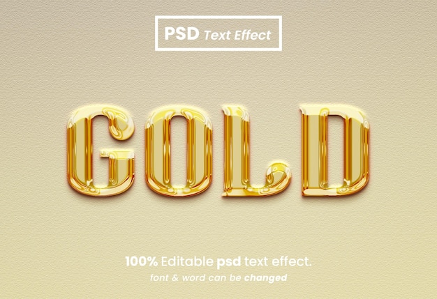 Gold Liquid 3D Text Effect Glossy Text effect