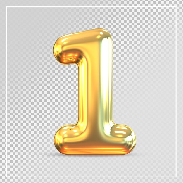 PSD gold luxury balloons 3d number 1