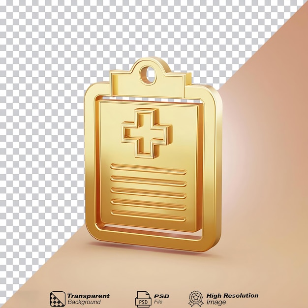 Gold Medical Record Icon isolated on transparent background