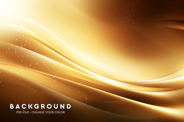 PSD a gold silk background with smooth lines loose and fluid forms labor wave vibrant and bold luminous