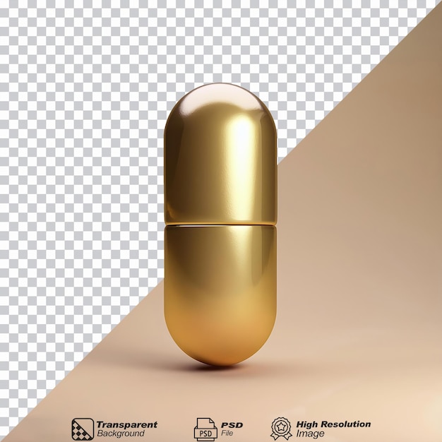 Gold Symbol Pill Capsule isolated on transparent background