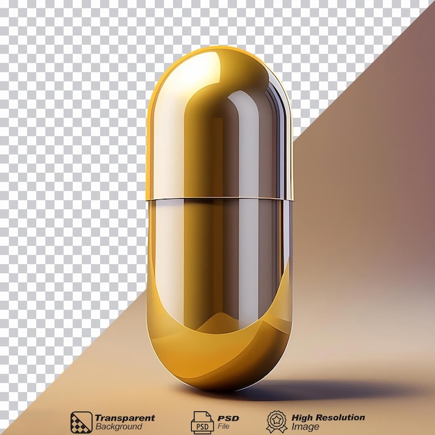 Gold Symbol Pill Capsule isolated on transparent background