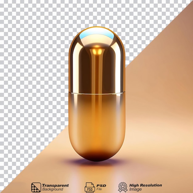 Gold Symbol Pill Capsule isolated on transparent background