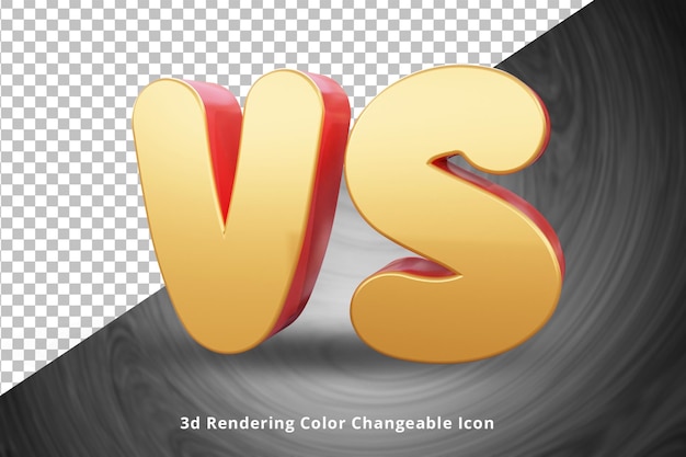 gold versus vs 3d render logo or golden versus vs logo text effect or 3d realistic vs render