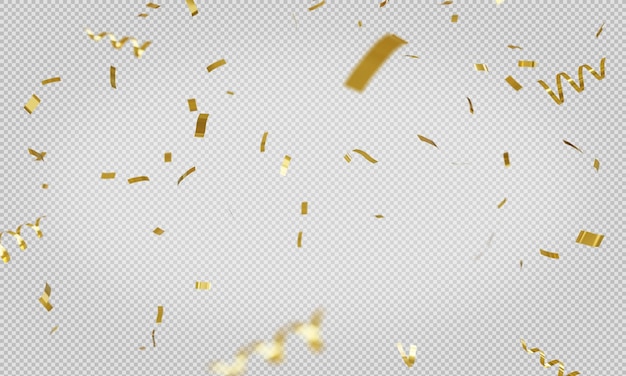 PSD goldden confetti zwevend met transparant met uitknippad