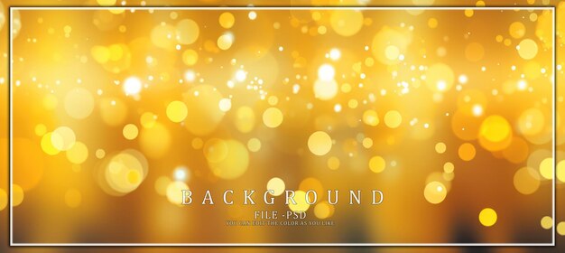 PSD golden abstract background with bokeh lights