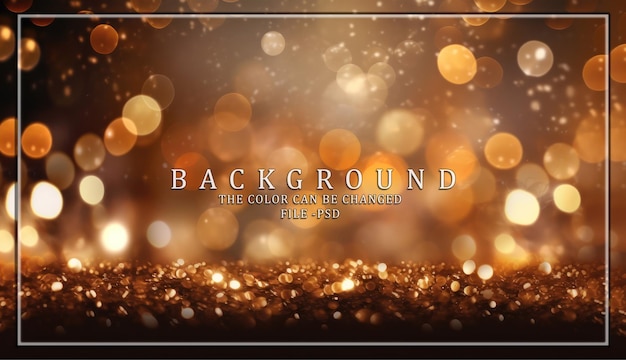 PSD golden bokeh background with glitter