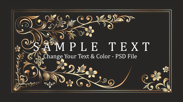 PSD golden floral frame