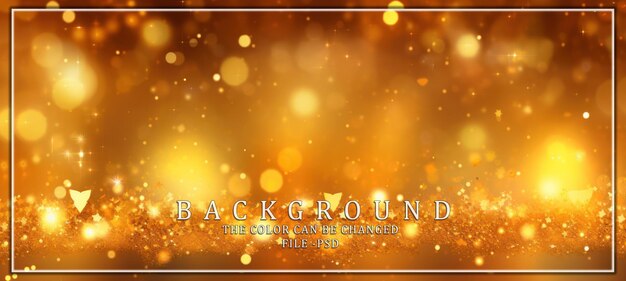 PSD golden glitter background with bokeh lights